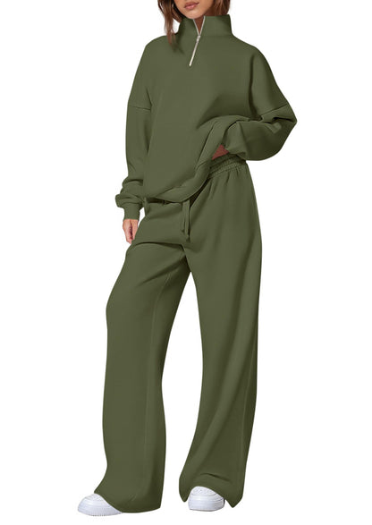 Ensemble de sweatpants décontracté pour femmes avec col montant et fermeture éclair Chic und Stil