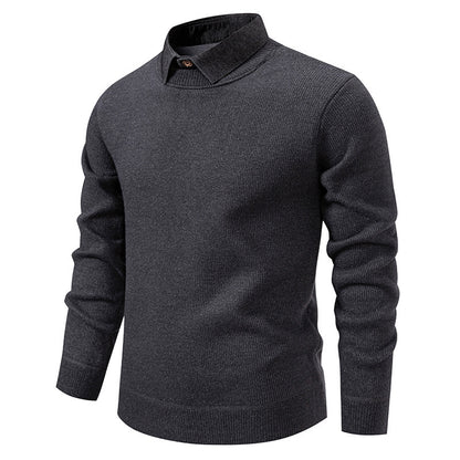 Pull en maille fine pour homme avec design de col moderne Chic und Stil