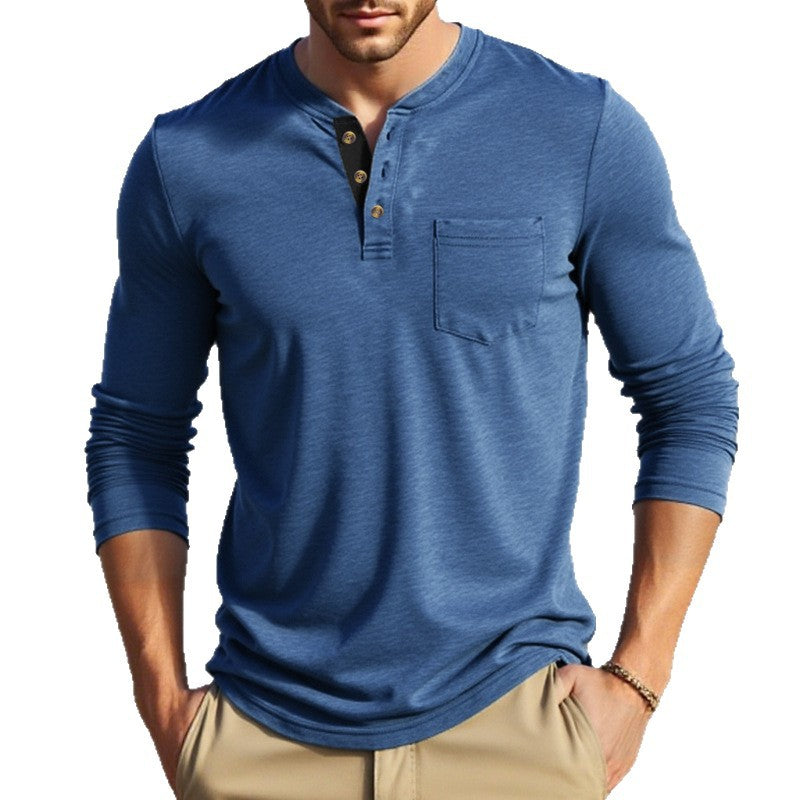 Chemise Henley à manches longues pour hommes avec boutons et accents élégants Chic und Stil
