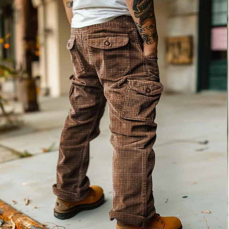 Men's cargo pants with pockets and ribbed texture Chic und Stil
