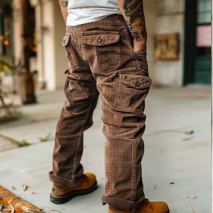Men's cargo pants with pockets and ribbed texture Chic und Stil