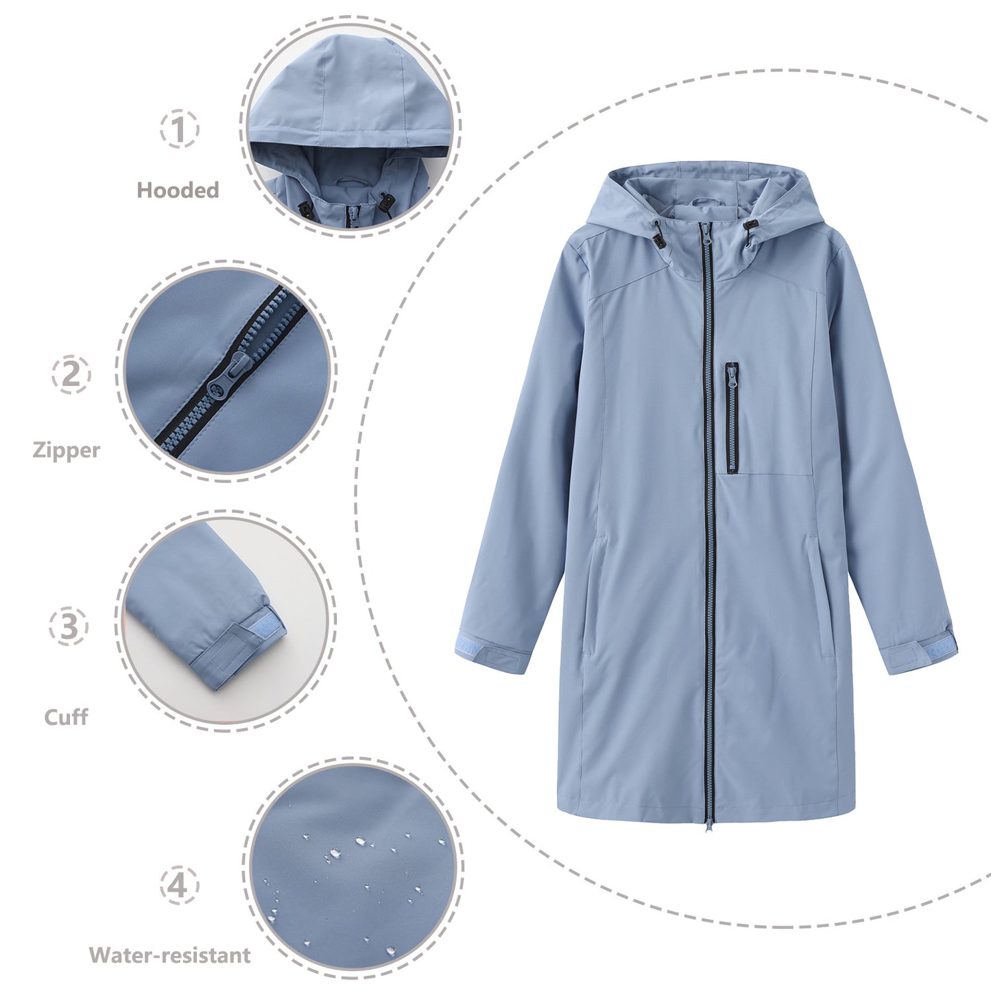 Functional women's jacket with adjustable hood Chic and Style