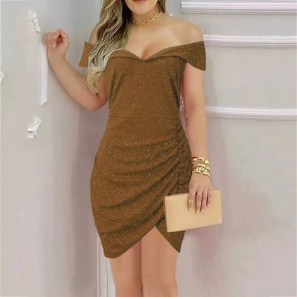 Robe portefeuille élégante pour femmes avec design off-shoulder et fronces Chic und Stil
