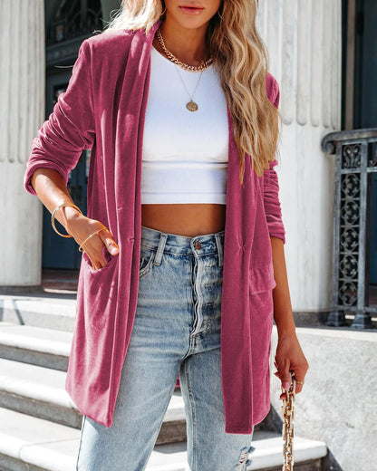 Dames élégante manteau long avec coupe décontractée et poches Chic und Stil