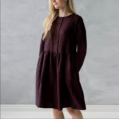Robe décontractée pour femmes avec fermeture à boutons et jupe volumineuse Chic und Stil