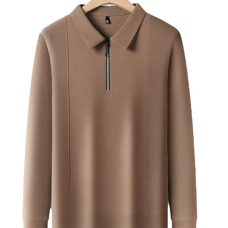 Casual long sleeve pullover for men with half zipper and textured pattern Chic und Stil