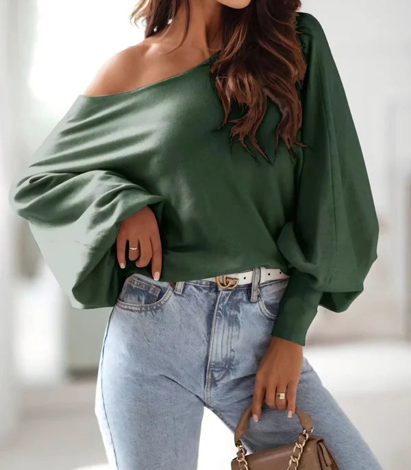 Pull oversized pour femmes avec une coupe asymétrique et un décolleté plongeant Chic und Stil