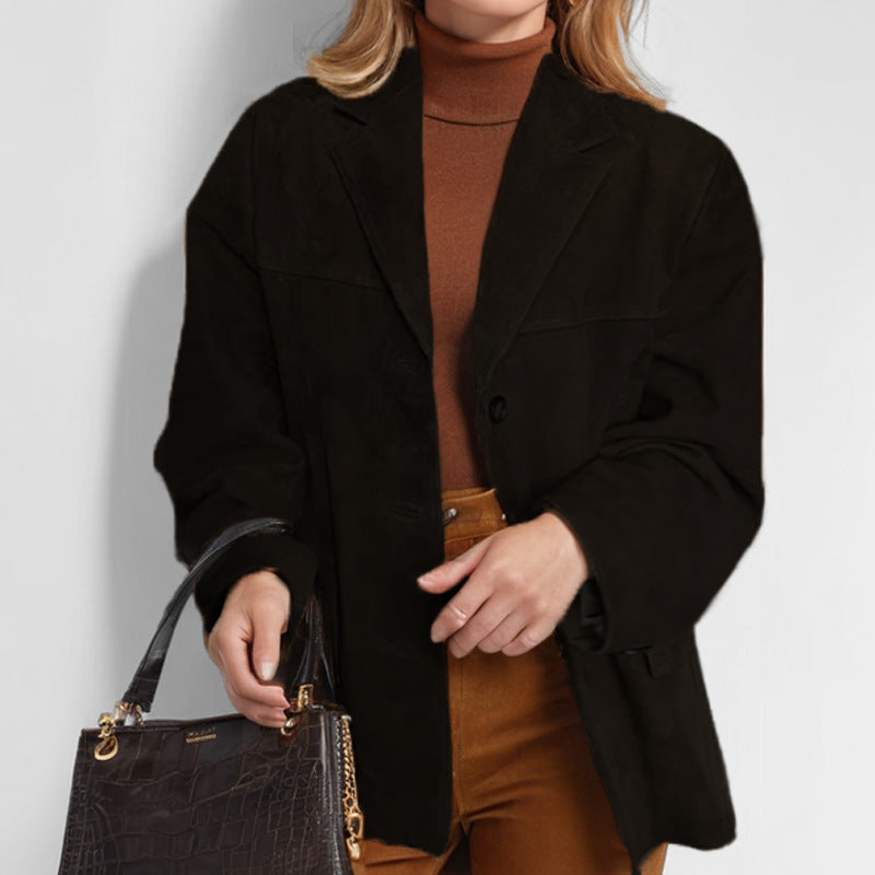 Blazer en cuir pour femmes avec design structuré Chic und Stil