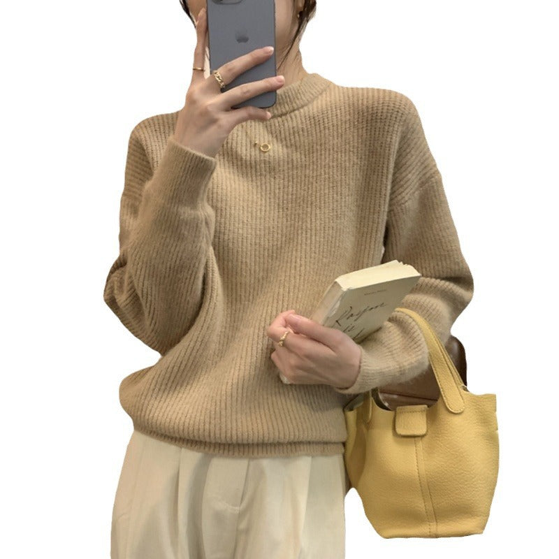 Dames Pull en fine maille élégant avec col haut et coupe décontractée Chic und Stil