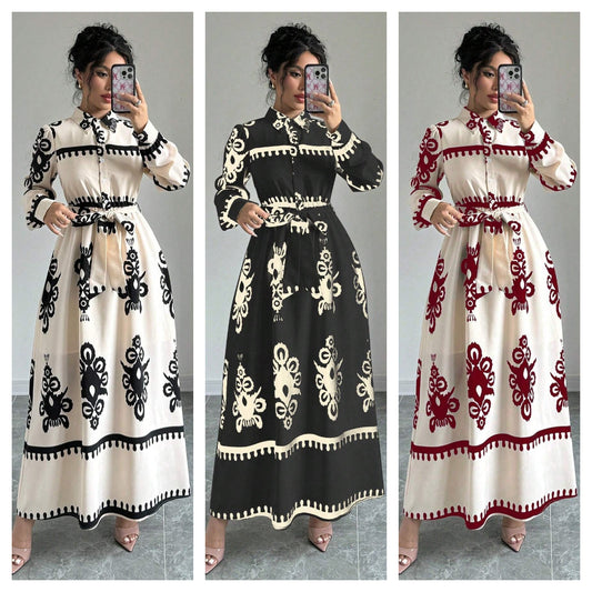 Robe maxi femme avec motif vintage Chic und Stil
