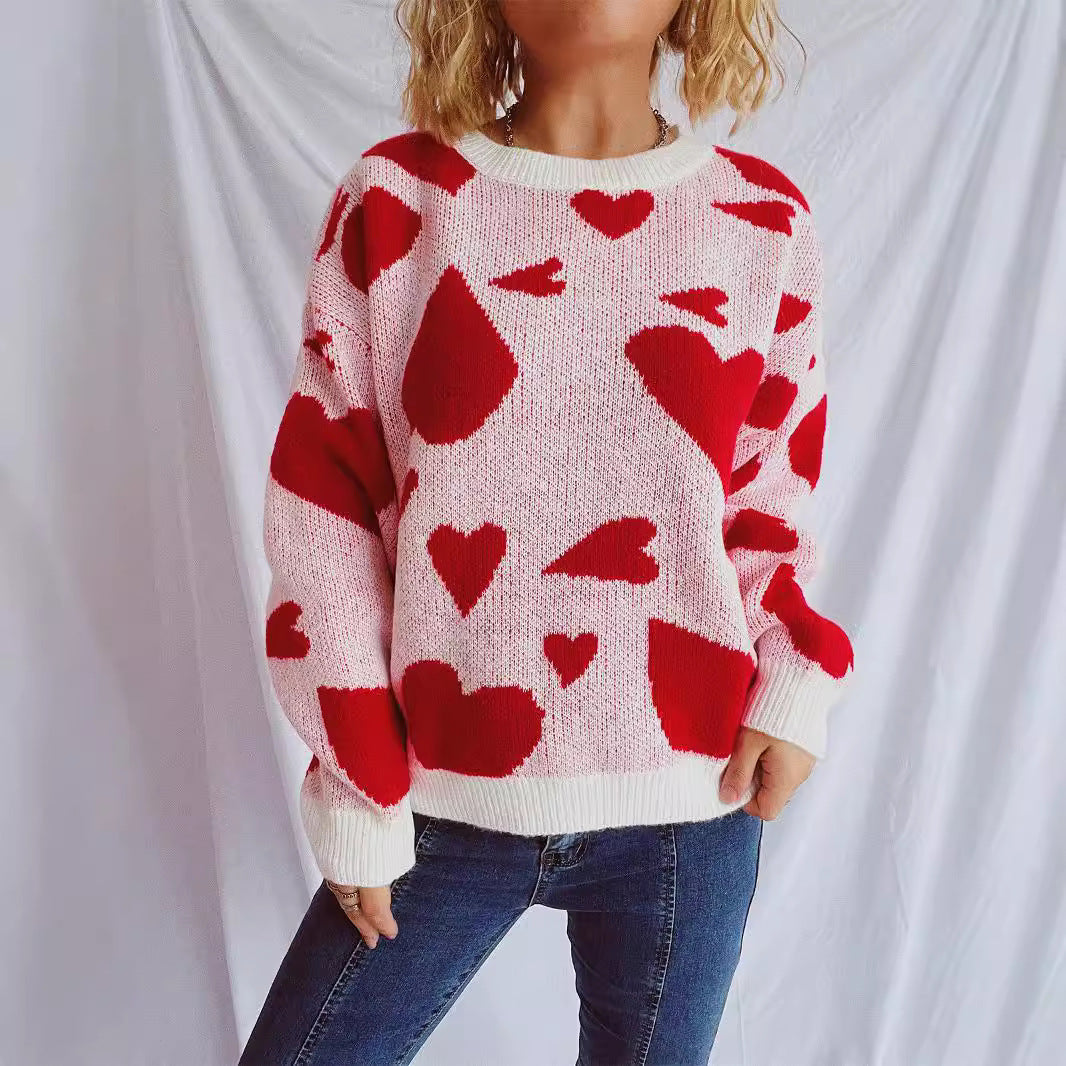 Pull oversized pour femmes avec motif en forme de cœur Chic und Stil