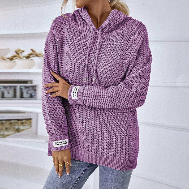 Pull à capuche confortable pour femmes avec motif en tricot texturé et fentes latérales Chic und Stil