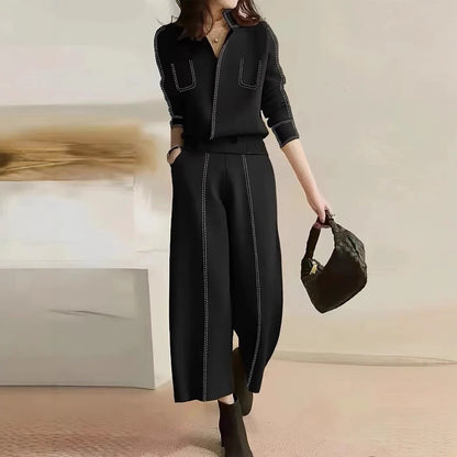 Elegant wide pants for women with decorative seams Chic und Stil