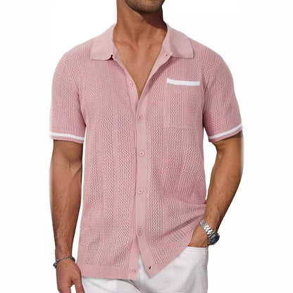 Chemise à manches courtes respirante pour hommes avec un motif de perforation décoratif Chic und Stil