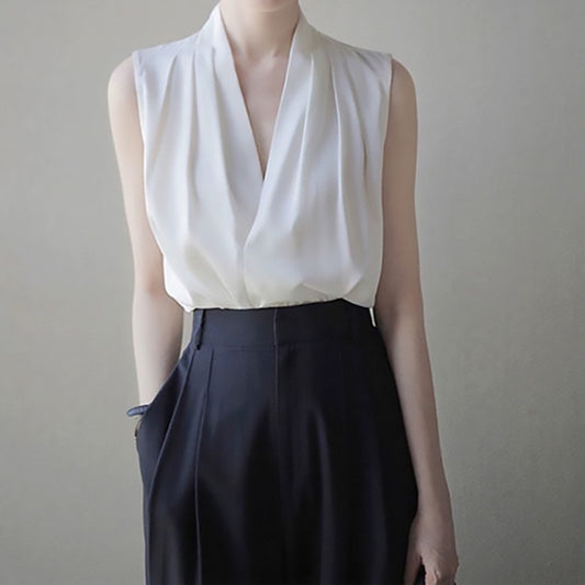 Blouse sans manches en soie élégante pour femmes Chic und Stil