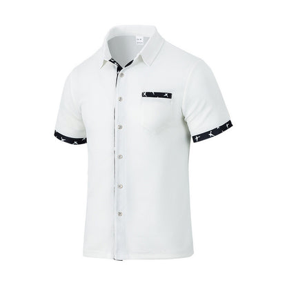 Chemise à manches courtes pour hommes avec col à la mode et poche poitrine Chic und Stil