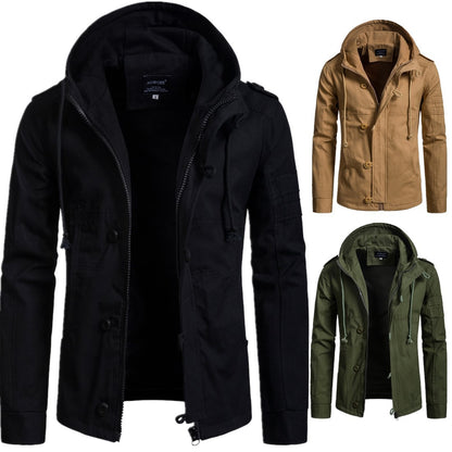 Functional outdoor jacket for men with high collar and practical pockets Chic and Style