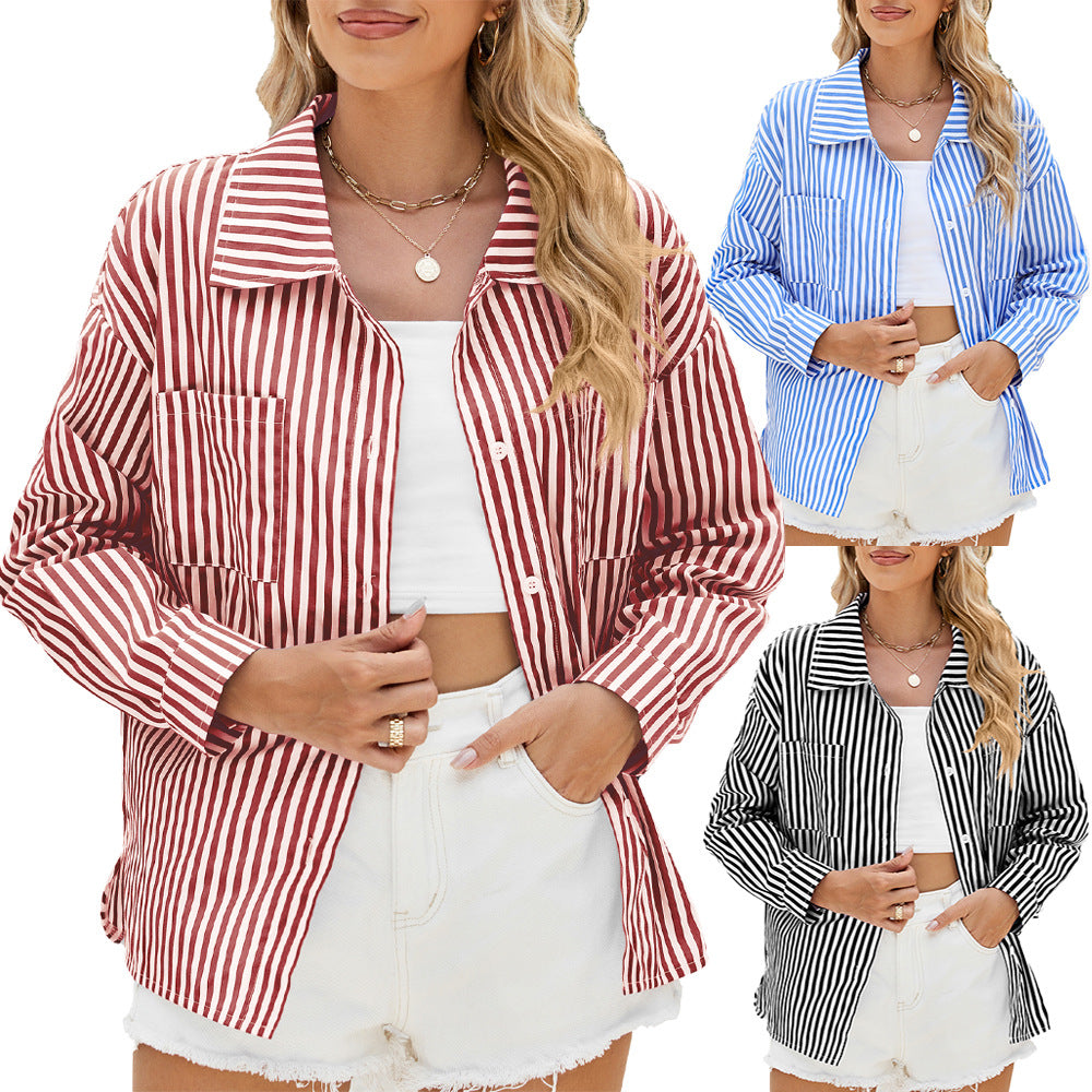 Chemisier oversized rayé pour femmes avec poches pratiques et coupe tendance Chic und Stil