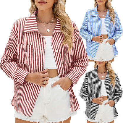 Chemisier oversized rayé pour femmes avec poches pratiques et coupe tendance Chic und Stil