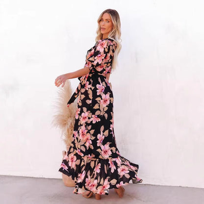 Robes Maxi à Enveloppe Fleur pour Femmes Chic und Stil