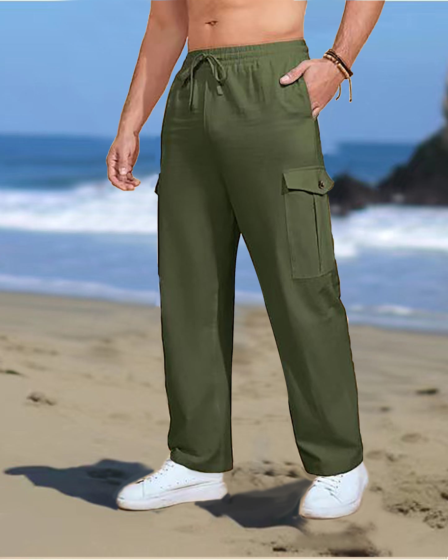 Casual cargo pants for men with elastic waistband and practical side pockets Chic and Style