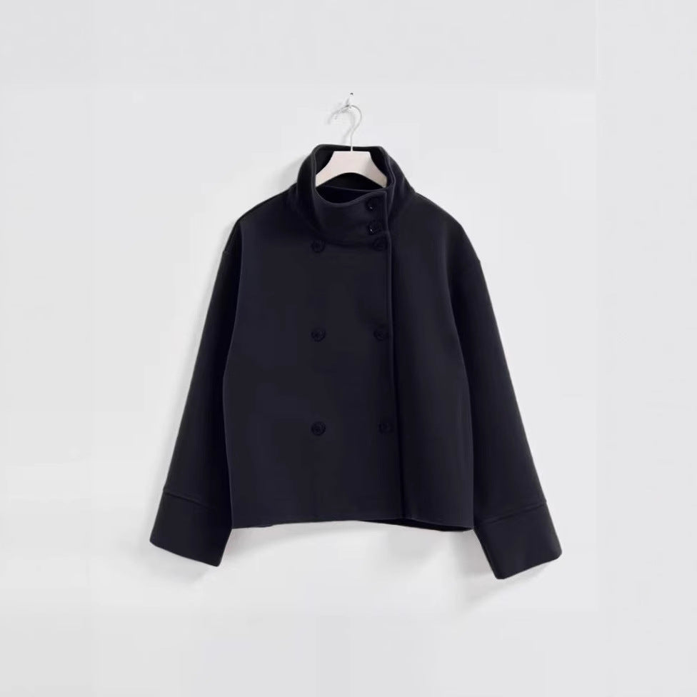 Cropped jacket for women with high collar and double breasted Chic und Stil