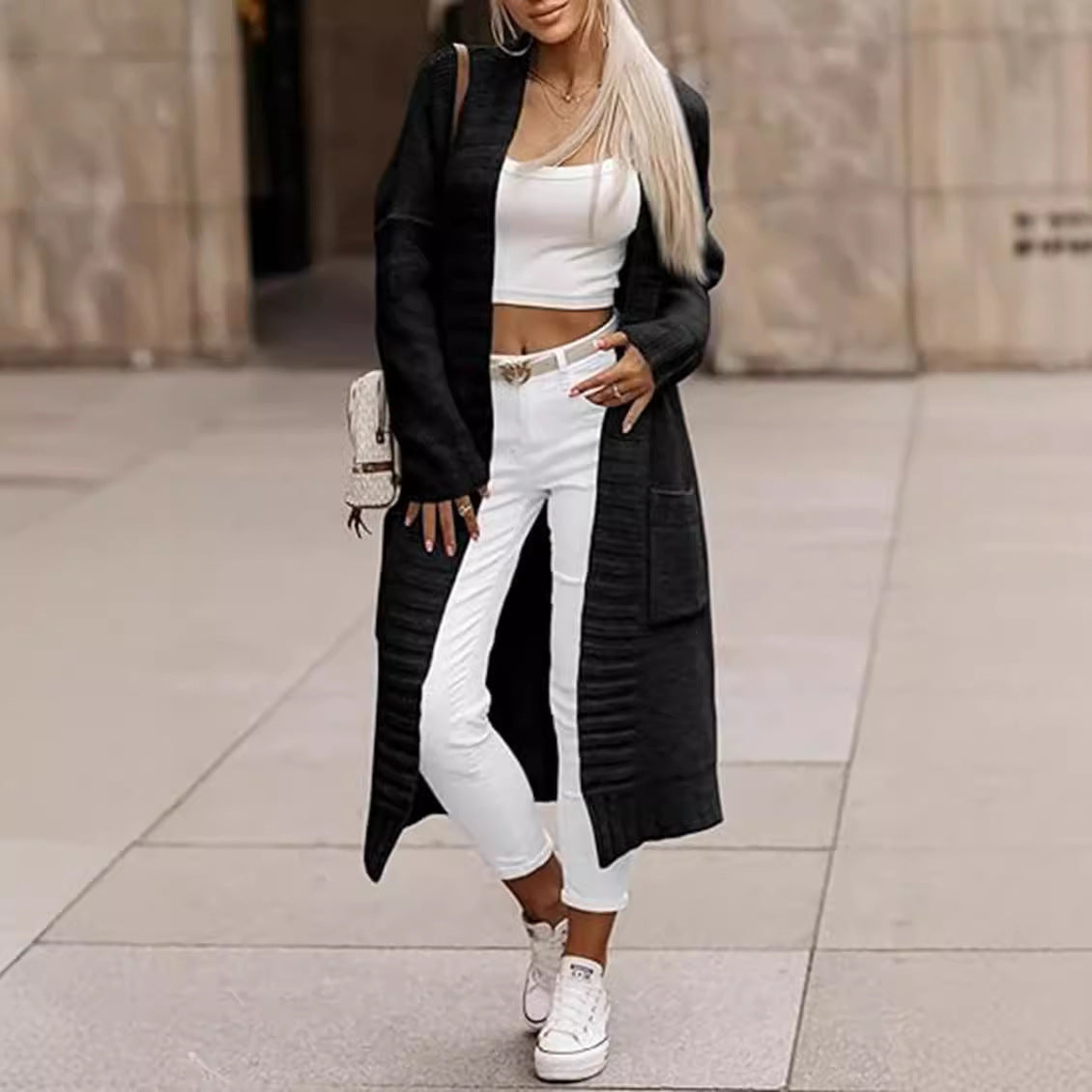 Dames Grosse Maille Cardigan avec design ouvert et manches longues Chic und Stil