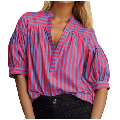 Chemisier pour femmes avec manches bouffantes et motif rayé Chic und Stil