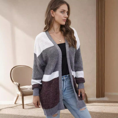 Dames cardigan décontracté avec motif rayé tendance Chic und Stil