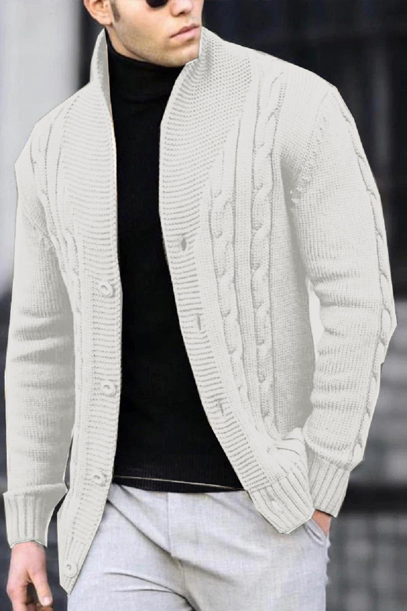 Cardigan pour homme avec motif en cable et col châle Chic und Stil