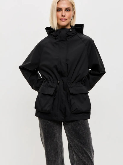 Functional windbreaker jacket for women with hood Chic and Style