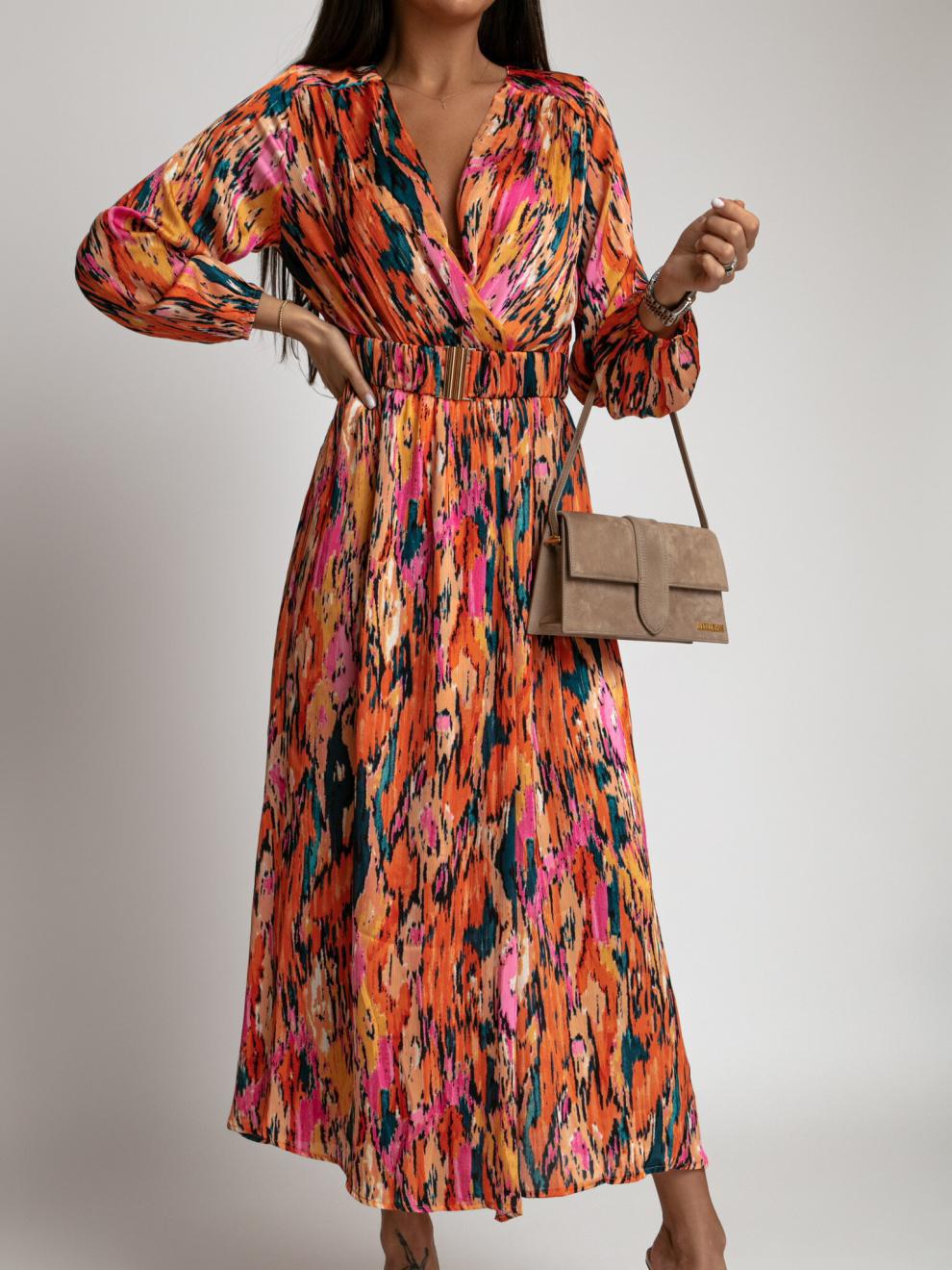 Robe maxi à imprimé vif pour femmes avec ceinture à nouer soi-même Chic und Stil