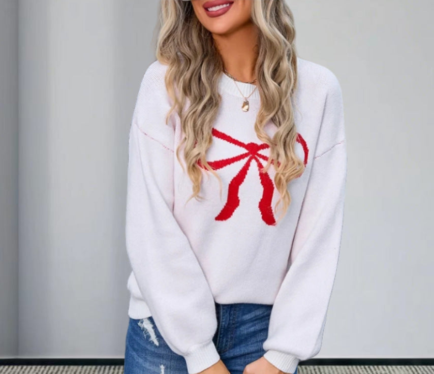 Pull en tricot pour femmes avec un motif de nœud charmant et des détails à la mode Chic und Stil