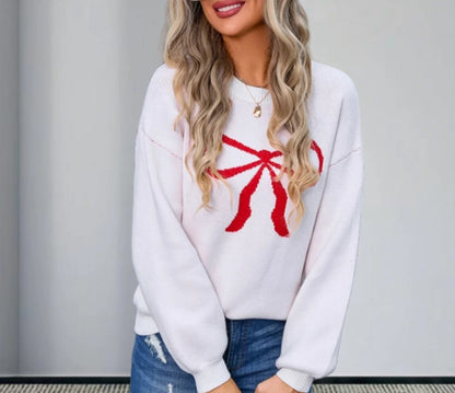 Pull en tricot pour femmes avec un motif de nœud charmant et des détails à la mode Chic und Stil