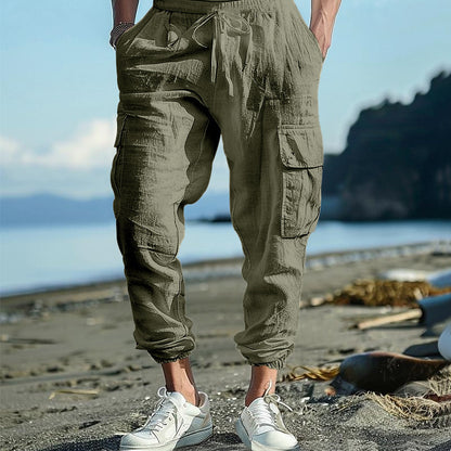 Pantalon cargo décontracté pour hommes avec ceinture élastique et poches pratiques Chic und Stil
