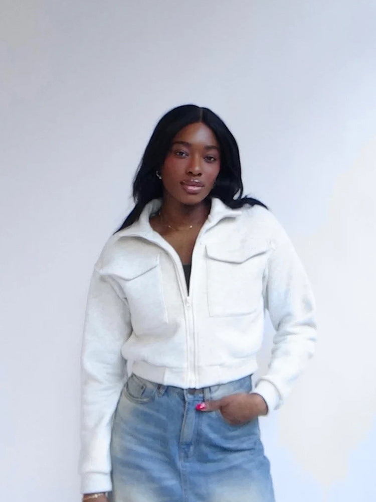 Dame veste cropped avec fermeture éclair et poches Chic und Stil