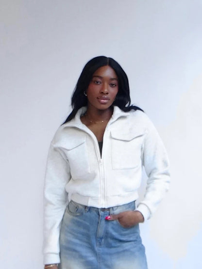 Dame veste cropped avec fermeture éclair et poches Chic und Stil