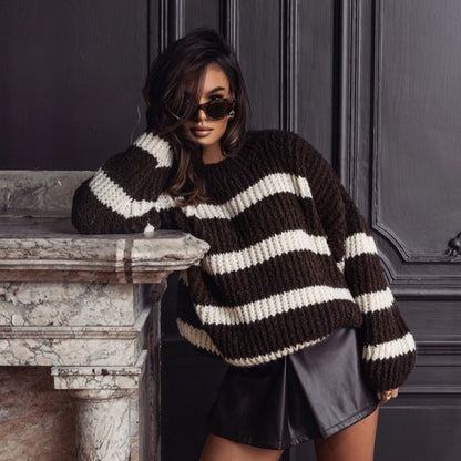 Pull en maille décontracté pour femmes avec une coupe ample et un design accrocheur Chic und Stil