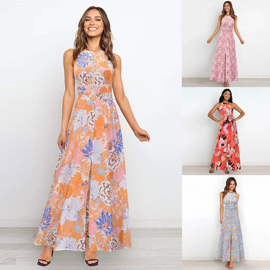 Femmes Robe Maxi Dos Nu à Imprimé Floral Chic und Stil