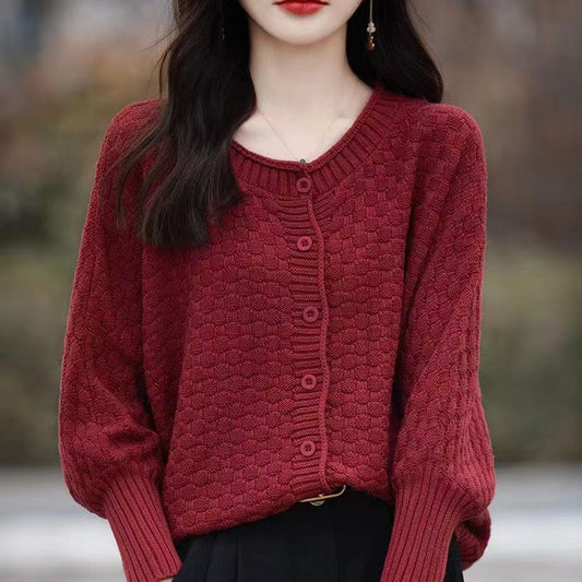Pull en tricot décontracté pour femmes avec structure et patte de boutonnage Chic und Stil