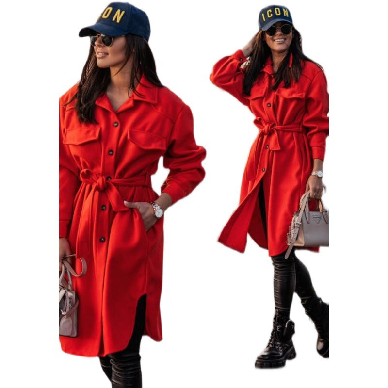 Robe chemise oversize pour femmes avec une ceinture tendance et des poches Chic und Stil