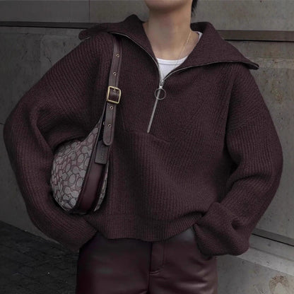 Pull en tricot pour femmes avec zipper et coupe décontractée Chic und Stil