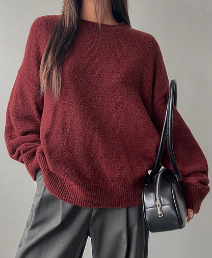 Pull en tricot surdimensionné pour femmes avec une douce polaire et des détails modernes Chic und Stil