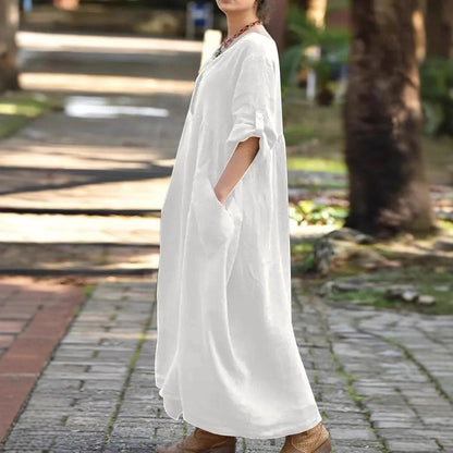Robe longue pour femmes avec détails de boutons et poches pratiques Chic und Stil