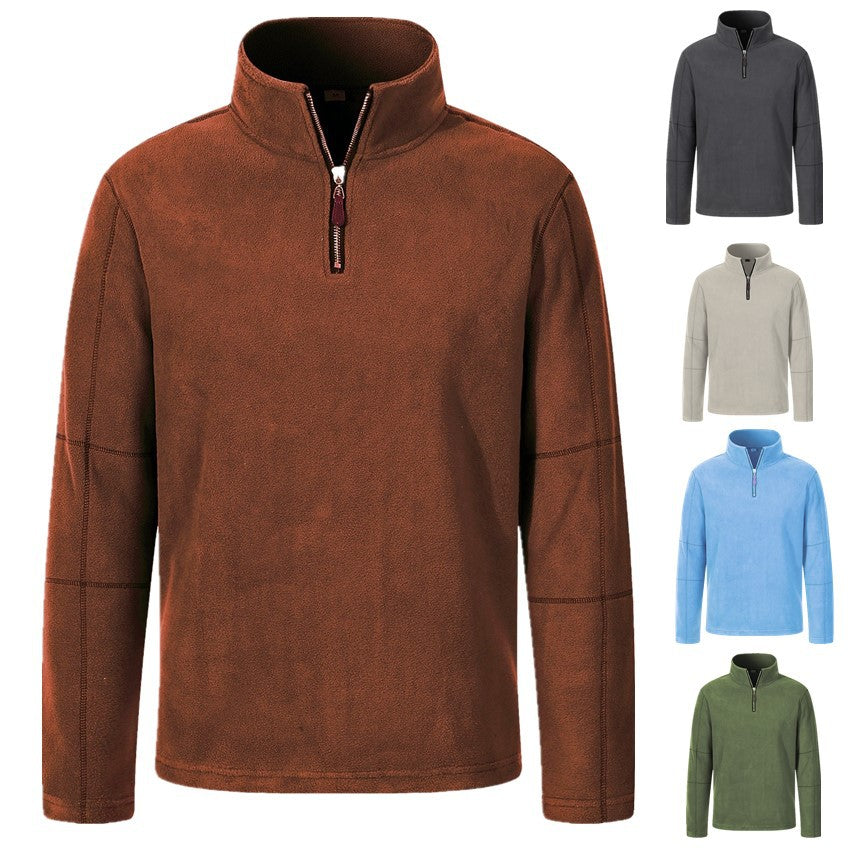 Fleece pullover for men with half-zip and high collar Chic and Style