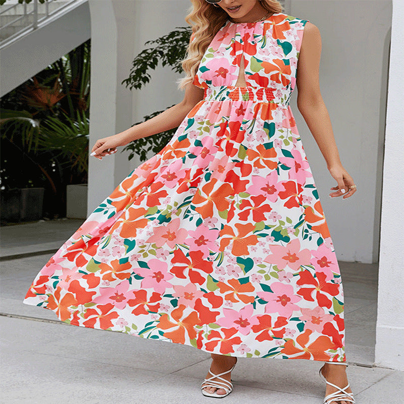 Robe maxi femme avec design floral et ceinture élastique Chic und Stil