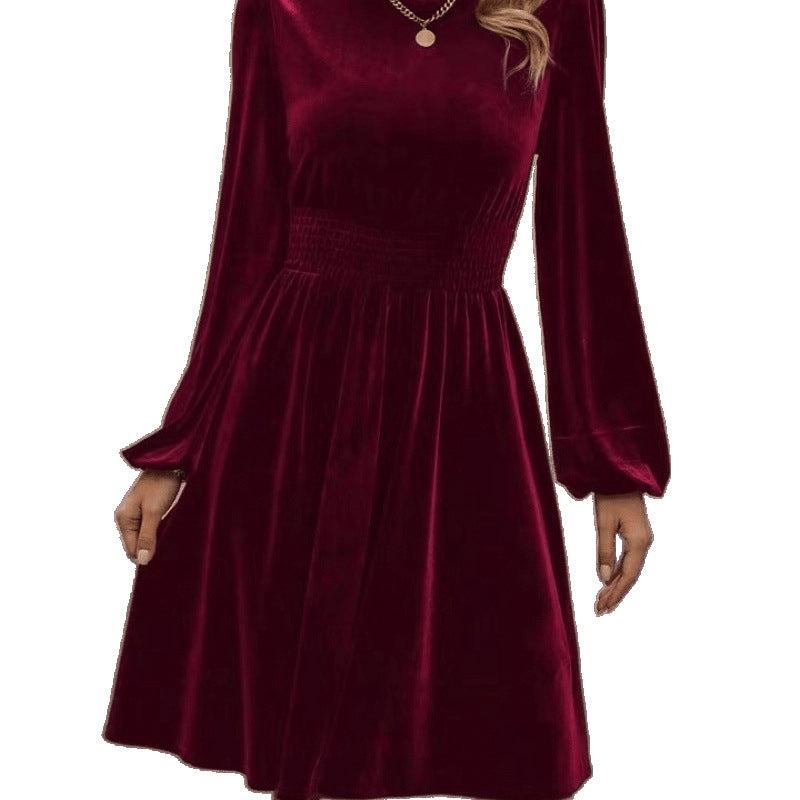 Robe taille smockée en velours pour dames Chic und Stil