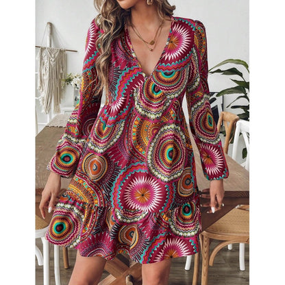 Robe mini imprimée bohémienne Chic und Stil pour femmes