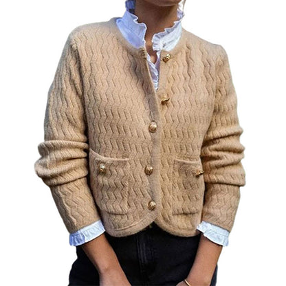 Cardigan dames avec motif à carreaux structuré et boutons décoratifs Chic und Stil