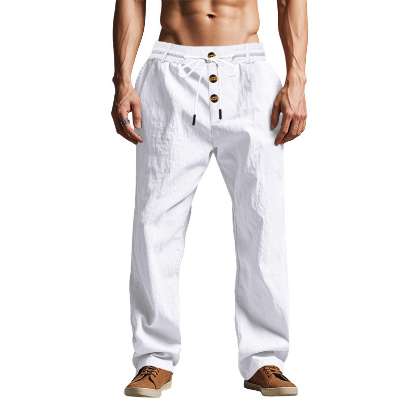 Casual linen pants for men with practical button details Chic und Stil